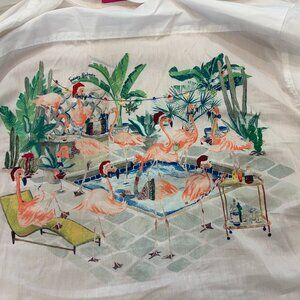 Tommy Bahama Flamingo Panel Back Shirt Size Medium Womens